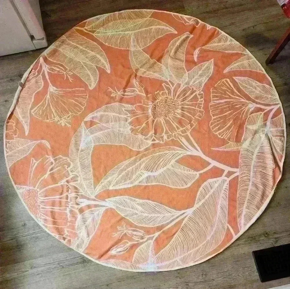 Summer and Rose Roundie Towel Orange Floral 57in 145cm - Picture 1 of 2